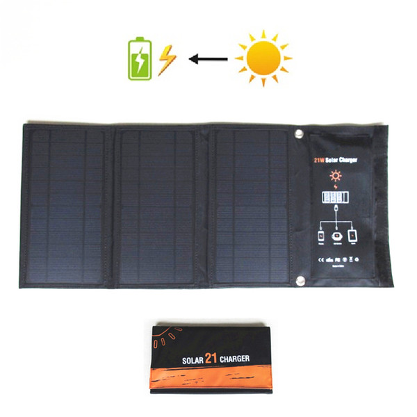 Solar charger 21W Solar Panel with Dual USB Port Waterproof Foldable Solar Cells for Smartphones Tablets and Camping Travel