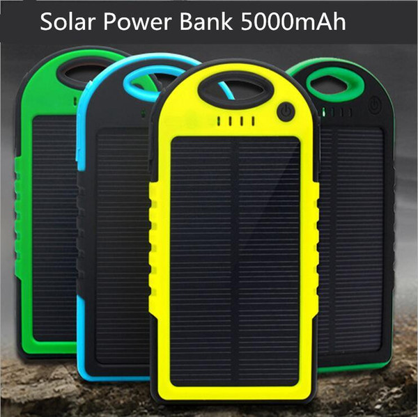 Solar Power Bank Best Selling Waterproof 5000mAh Portable Solar Charger External Battery Chargers Powerbank for iphone HTC Phone DHL Free