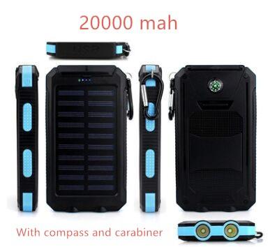 DHL 10pcs/lot Wholesale blasting models to take light compass 20000mah mobile power universal mobile solar charging treasure