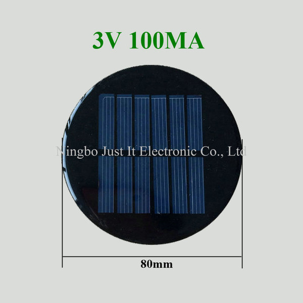 100pcs/lot Epoxy Resin Round Mini Solar Cell 3V 100mA Diameter 80mm