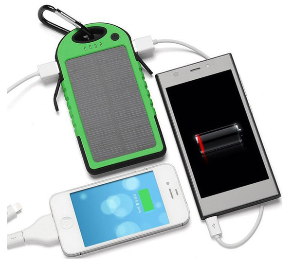 5000mAh solar power Charger Dual USB Battery solar panel waterproof shockproof portable Outdoor Travel Enternal powerbank for cellphone