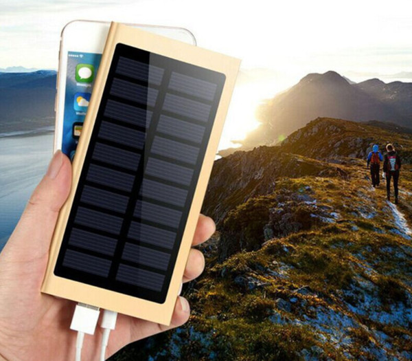 Ultra-thin metal tianshu square aluminum shell solar mobile power polymer 20,000 milliampere cell phone rechargeable rose gold