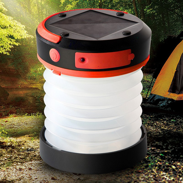 Wholesale Handy Portable Adjustable Camping Lamp Solar Powered telescopic Lantern With Mobile Charger Low/High/SOS Model Outdoor Lighting