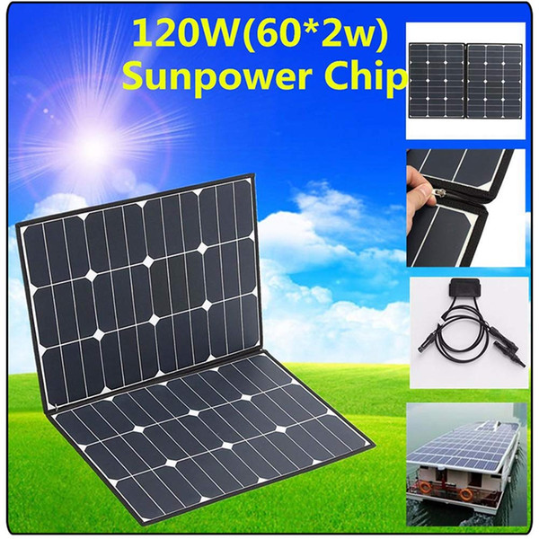 120W Portable Solar Panel, 18V Foldable Solar Charger Separable 2 X 60W Solar Panel