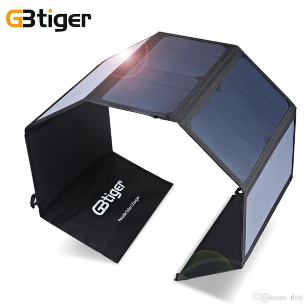 Original GBtiger 40W Dual Outputs Sunpower Solar Charger Panel Power Bank Folding Charging Bag Super Compact with Two Free Hooks hot +B