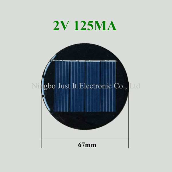 200pcs/lot Mini Round Solar Cell 2V 125mA Diameter 67mm