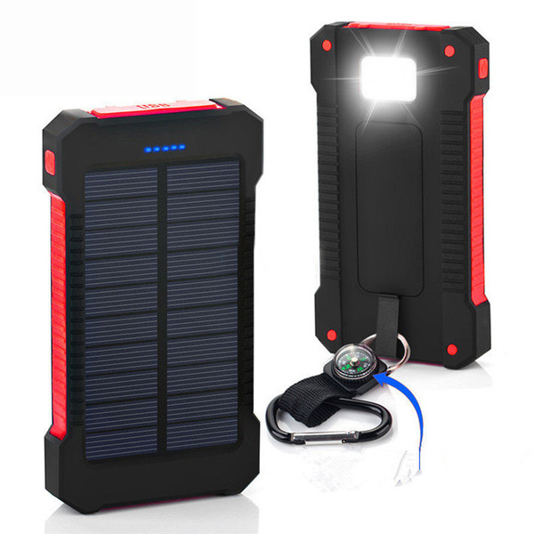 Shock drop resistance Waterproof Solar Power Bank 10000mah Dual USB Bateria Externa Portable Solar Charger Powerbank for phone