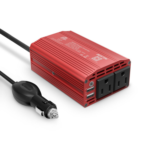 BESTEK 300W Power Inverter DC 12V to 110V AC Car Inverter with 3.1A Dual USB Car Adapter