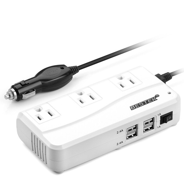 BESTEK 200W Power car Inverter DC 12V to 110V AC Inverter with 4.2A 4-Port USB Car Adapter [ETL Listed]