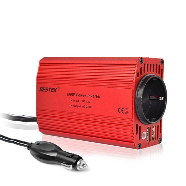 BESTEK EU standard 300W Power Inverter DC 12V to 220V AC Car Inverter with 4.2A Dual USB Car Adapter