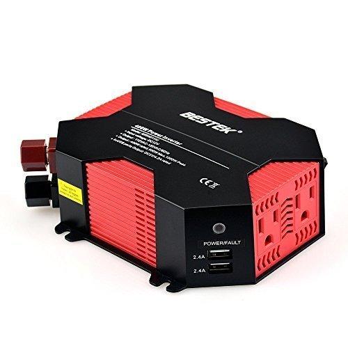 BESTEK US plug 400W Power Inverter DC 12V to AC 110V Car Adapter with 5A 4 USB Charging Ports