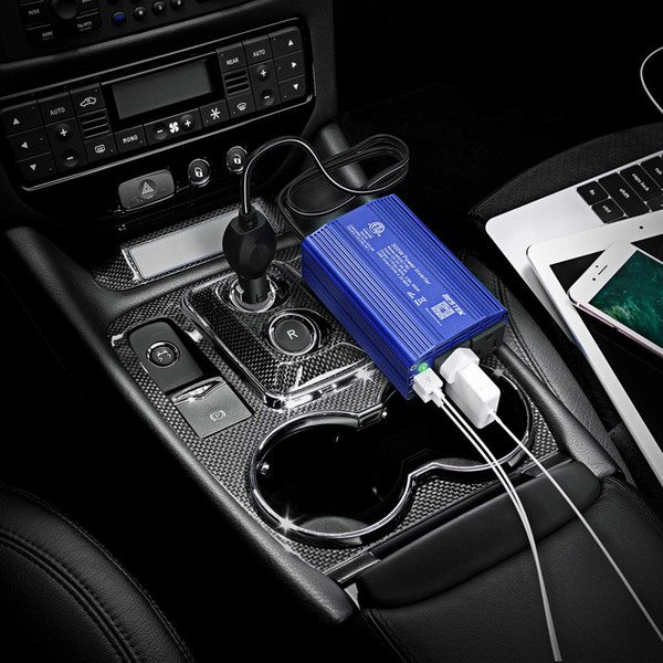 BESTEK 300W Power Inverter DC 12V to 110V AC Car Inverter with 3.1A Dual USB Car Adapter--Bright Blue color