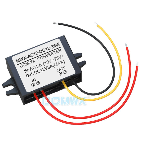 DCMWX® buck voltage converters AC12V becomes to DC12V step down car power inverters Input AC10V-28V Output DC12V 1A2A3A waterproof