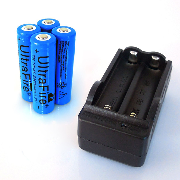 4PCS Battery UltraFire Battery 18650 Dual Wall Charger 5000mAh 3.7v Rechargeable Battery + Travel Dual Charger Free Shipping