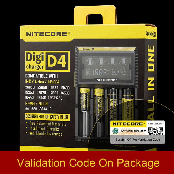 100% Original Nitecore D4 Digicharger LCD Intelligent Circuitry Global Insurance li-ion 18650 14500 16340 26650 Charger Battery