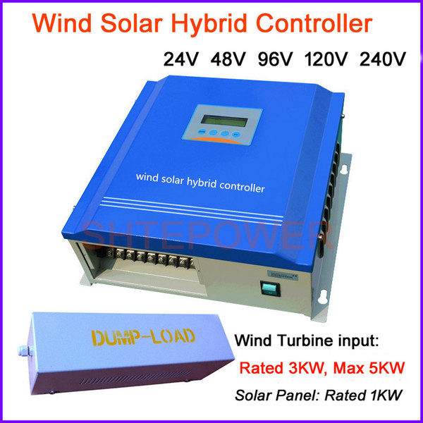 3000w PWM 3kw Wind Solar Hybrid Charge Controller,24v 48v 96v 120v, manage power from wind-turbine and solar panel into battery