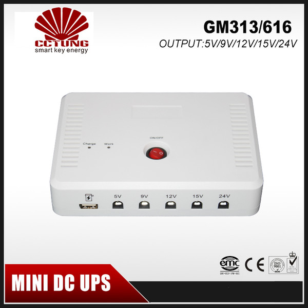 SK616 Mini Portable UPS with 5V/9V/12V/15V/24VDC Interface & USB Port Max 24W 2A Current Output & 15600mAh Lithium Battery Built