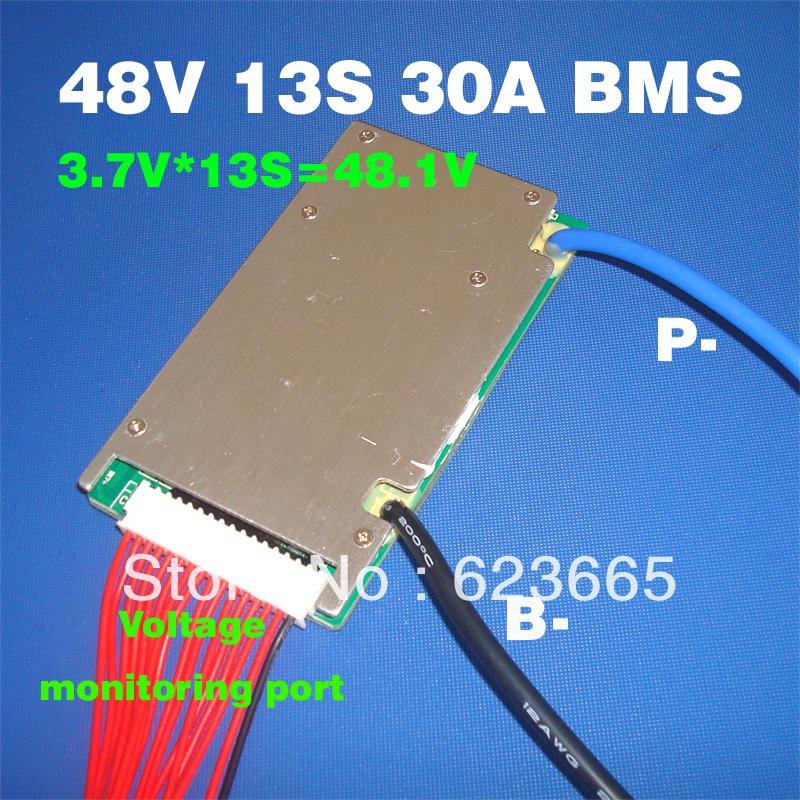 lithium battery 13S 48V 30A BMS Maximum current 100A used for 48V 10Ah 20Ah 30Ah 40Ah 50Ah li-ion battery pack With balance function