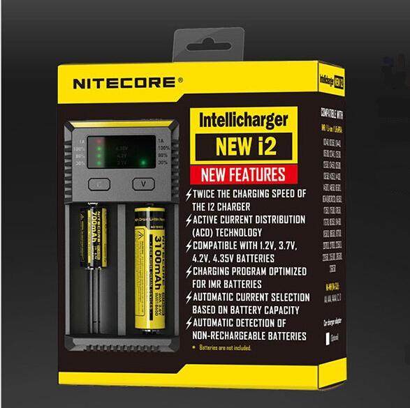 Original 2016 New I2! Nitecore New i2 Battery Charger with LED Display Charging for 10340 10350, 10440 10500 12340 12500 12650 16650 etc