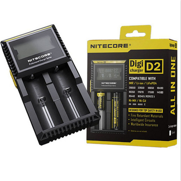 100% Original Nitecore D2 Digcharger Battery Charger LCD Display Nitecore Charger for 26650 18650 18350 16340 14500 10440