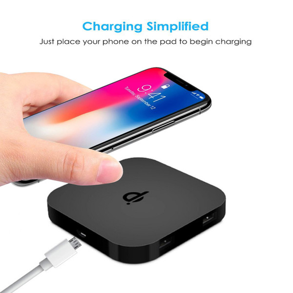 QI certified wireless mobile phone charger wireless charging pad with Anti-Slip Rubber Base for iPhone X portable phone charger