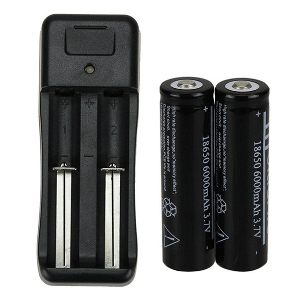 in stock ! 2 Pcs 18650 6000mAh 3.7V Li-ion Rechargeable Battery + Battery Charger US Plug