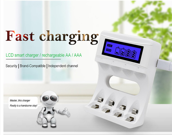 4 Slots charger 1.2V 2000mA Fast Intelligent LCD Display  USB Battery Charger For Ni-Cd Ni-Mh Rechargeable Batteries