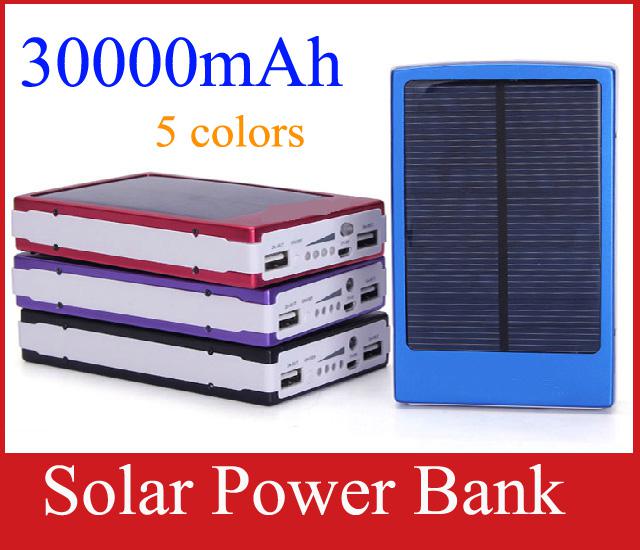 30000 mah Solar Panel Charger dual USB port 30000mAh Mobile Power Bank Backup External Battery Charger For iPhone iPad Samsung 30000mah