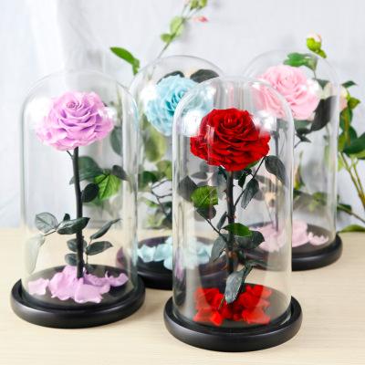 Eternal life flower finished glass cover high-grade gift box Christmas New Year rose gift emotional gifts wholesale friends boyfriend husban