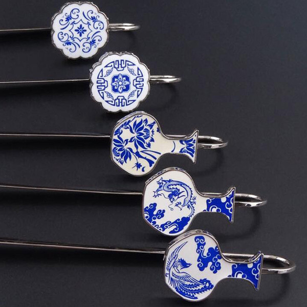 2019 Chinese style Blue and white porcelain Bookmark Mental Reading bookmark cultural gifts with Chinese characteristics Celadon Porcelain