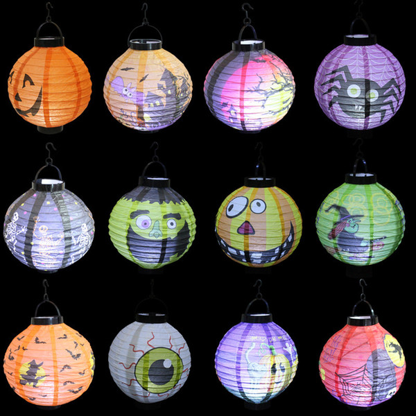 Halloween Pumpkin Lamp Luminescence Paper Cage Spider Bat Portable Lantern Field Arrangement Prop Spirit Festival Illuminations