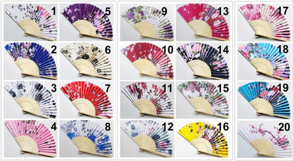 Wholesaler 2019 NEW 20PC Oriental Cherry Ancient Elegant Folded Folding Hand Fan for Decor Summer