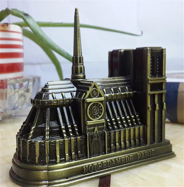 New Notre Dame de Paris Model Metal Crafts Vintage Paris Notre Dame Building Figurine Home Desktop Office Decor Gift Drawing tools