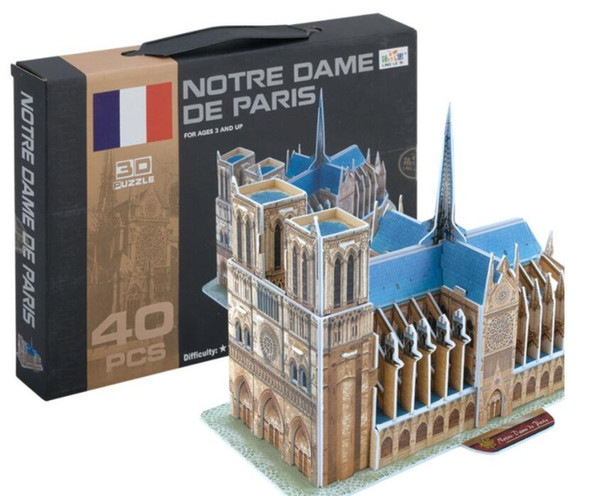 3D DIY Notre Dame de Paris Wood Puzzle Crafts Children's Three-dimensional Jigsaw Toy Model Wooden Hand-made Drawing tools