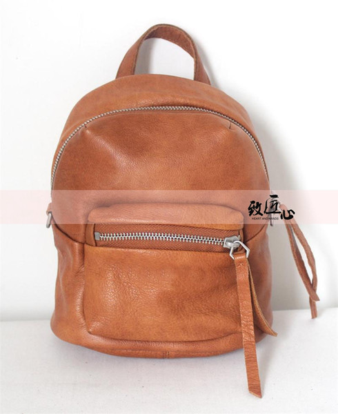 DOKDO Brand New Hot Selling Cognac Real Leather Lady Backpack