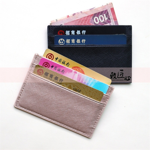 DOKDO Top quality Lady style luxury designer classic famous men women famous Saffiano genuine leather credit card holder mini wallet