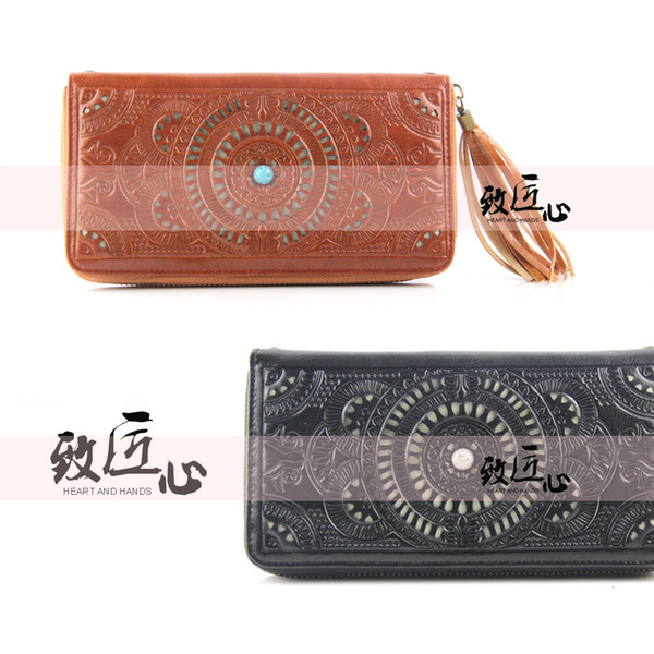 DOKDO Hot Selling Slpit Real leather bag New AZTEC GODDESS WALLET