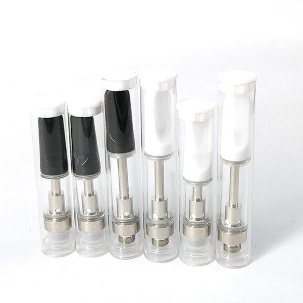 TH2 eCig Ceramic Coil White/Black Ceramic Flat Mouth Extract Oil Vape Oil Cartridges 2.0mm Holes Wickless Atomizer with Plastic Tube