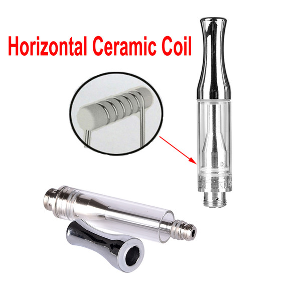 Hot AC1003 Co2 Oil Atomizer Pyrex Glass Tank .5ml 1ml Ceramic Coil Vaporizer Pen Cartridge CE3 Bud Touch Battery Round Metal Mouthpiece