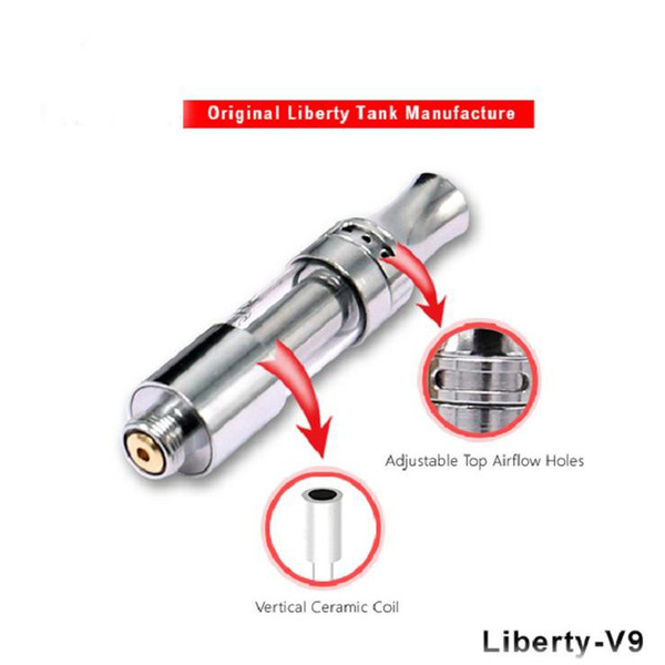 Original Pyrex glass cartridge liberty V9 atomizer vaporizer pen tank vertical ceramic coil for thick oil fit Smart battery max VV preheat