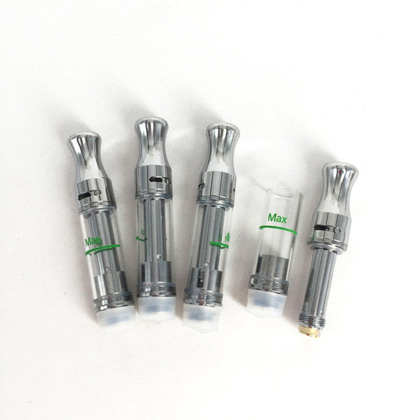 Ceramic Coil Wickless Cartridge 0.5ml 1.0ml Silver Metal Drip Tip Vape Carts Tank 510 Thread 101 Glass Tank Thick Oil Atomizer