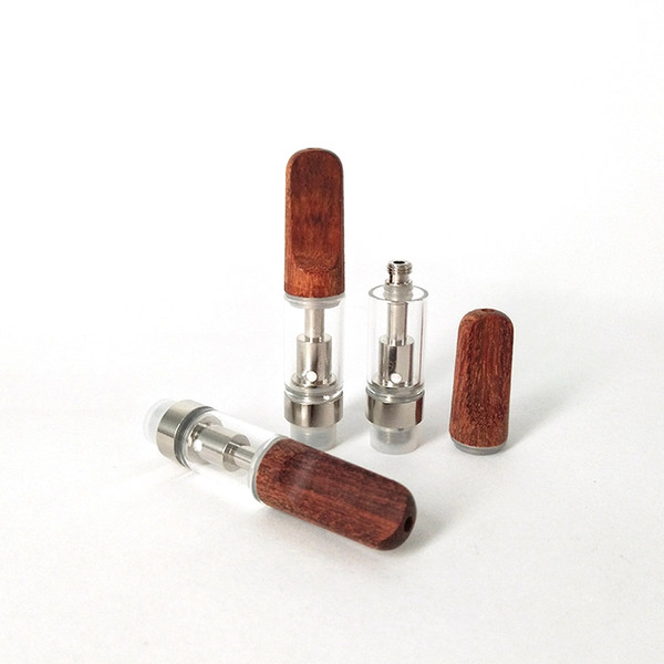 Dabwoods .5ml .8ml 1ml 510 Thread Glass Oil Tank Ceramic Coil Vape Cartridge With Flat Wood Tip For Thick Viscous Oil