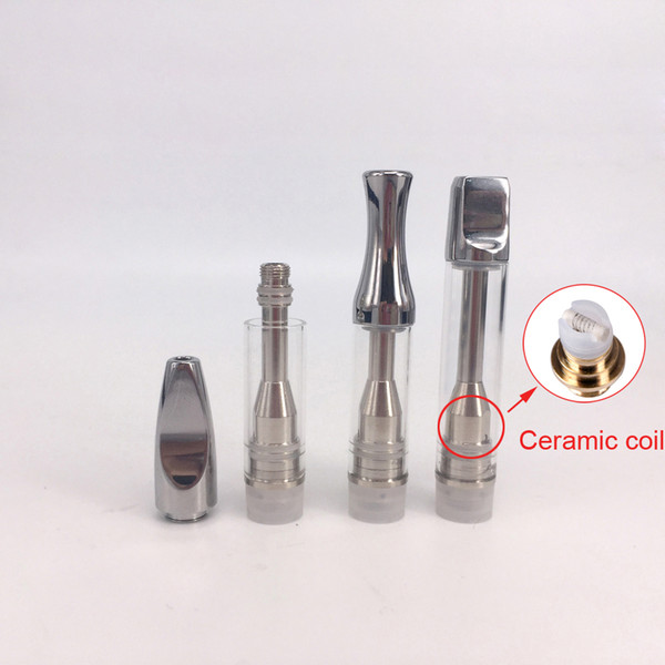 .5g 1g Pyrex glass cartridge AC1003 vaporizer pen SS color Ceramic coil 92A3 Liberty tank for thick oil Atomizer fit Max preheat battery