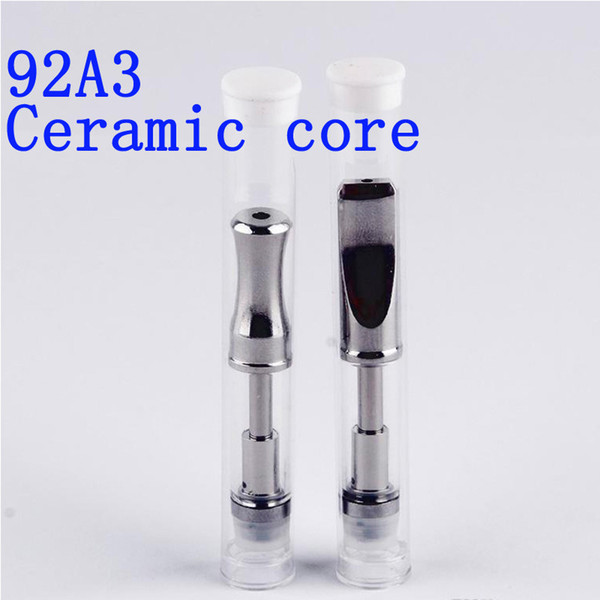 Factory Price 92A3 Cartridge Vape Atomizer Metal Tip Ceramic Coil Glass Tank E Cigarette 510 Cartridge for Thick Oil Disposable Vape