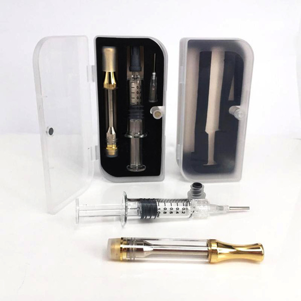 1ml Glass Syringes Luer lock Head with AC1003 Tank 510 Thread Disposable Vape Cartridge Concentrete Oil Filling Tool With Box Packaging