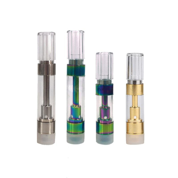 Liquid Oil Carts Silver Rainbow Gold Round Tip Ceramic Coil Cartridges Press G5 M6T TH205 510 Dank Vape Tank Cartridge