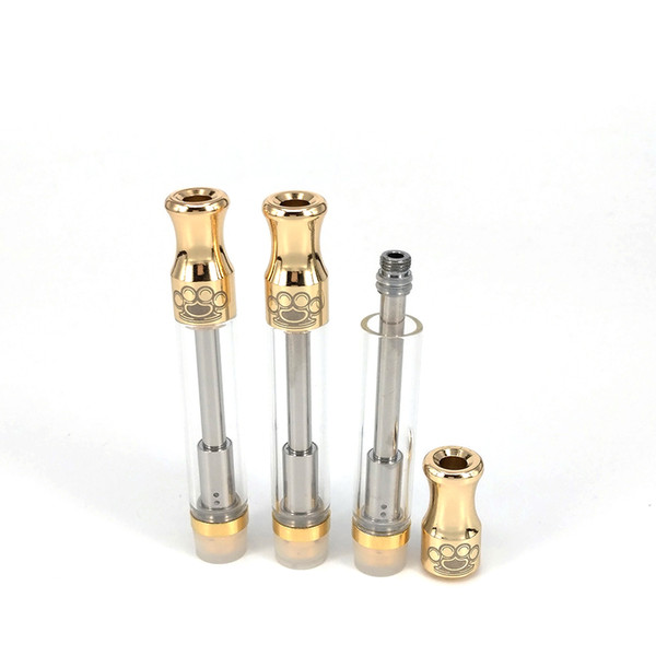 brass knuckles Gold vaporizer pen cartridges Dual Cotton Coil Pyrex Glass Tank vape pen 510 cartridges vaporizere