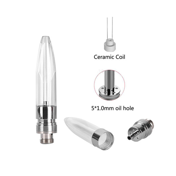 510 Thread Thick Oil Tank Ceramic Coil Vape Carts Smoking Tank Fit Cell 510 Vape Battery Press On Tip Carts