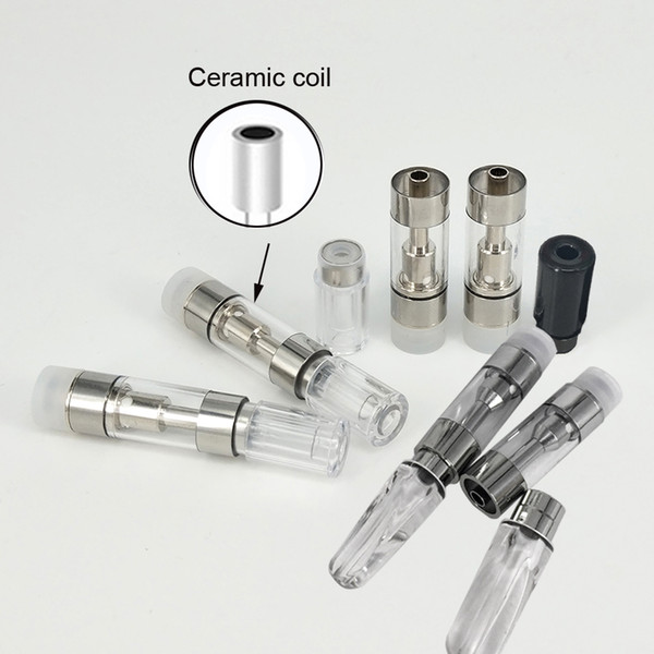 best quality M6T G5 ceramic Cartridge plastic tank .5ml 1ml Thick oil Vaporizer with Round Flat mouthpiece 4*2.0mm intake holes DHL free