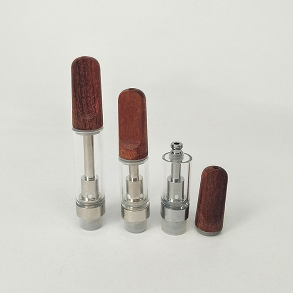 2018 newest 0.5ml 1ml wooden tip glass cartridge thick oil vaporizer wood mouthpiece ceramic coil cartridges vape tank DHL free